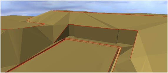 Рисунок 7. 3-D вид модели - подпорная стенка. CREDO ТОПОПЛАН Рисунок 7. 3-D вид модели - подпорная стенка. CREDO ТОПОПЛАН